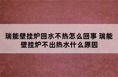 瑞能壁挂炉回水不热怎么回事 瑞能壁挂炉不出热水什么原因